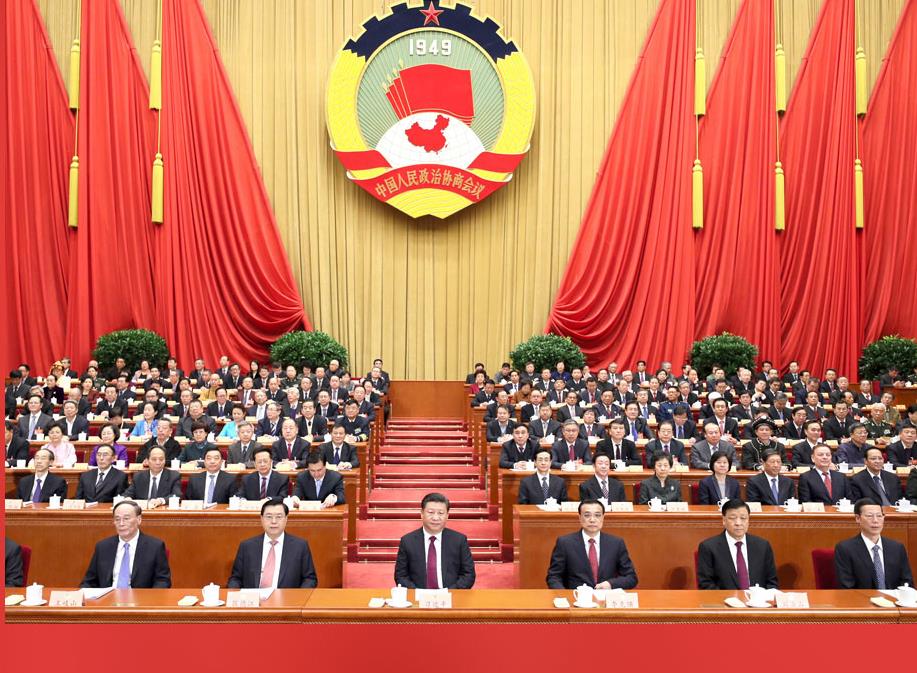 習(xí)近平、李克強、張德江、劉云山、王岐山、張高麗在主席臺就座