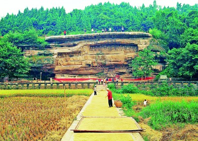 唐代釋迦牟尼涅槃圖，位于四川省安岳縣臥佛鎮(zhèn)臥佛院。