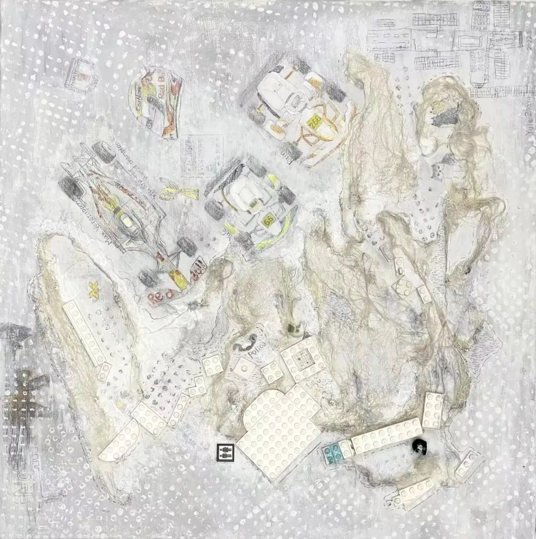 《我的世界》  作者：張容有 尺寸：50x50cm 材料：丙烯、色粉筆、綜合材料 創(chuàng)作年齡：9歲    最具藝術(shù)獎