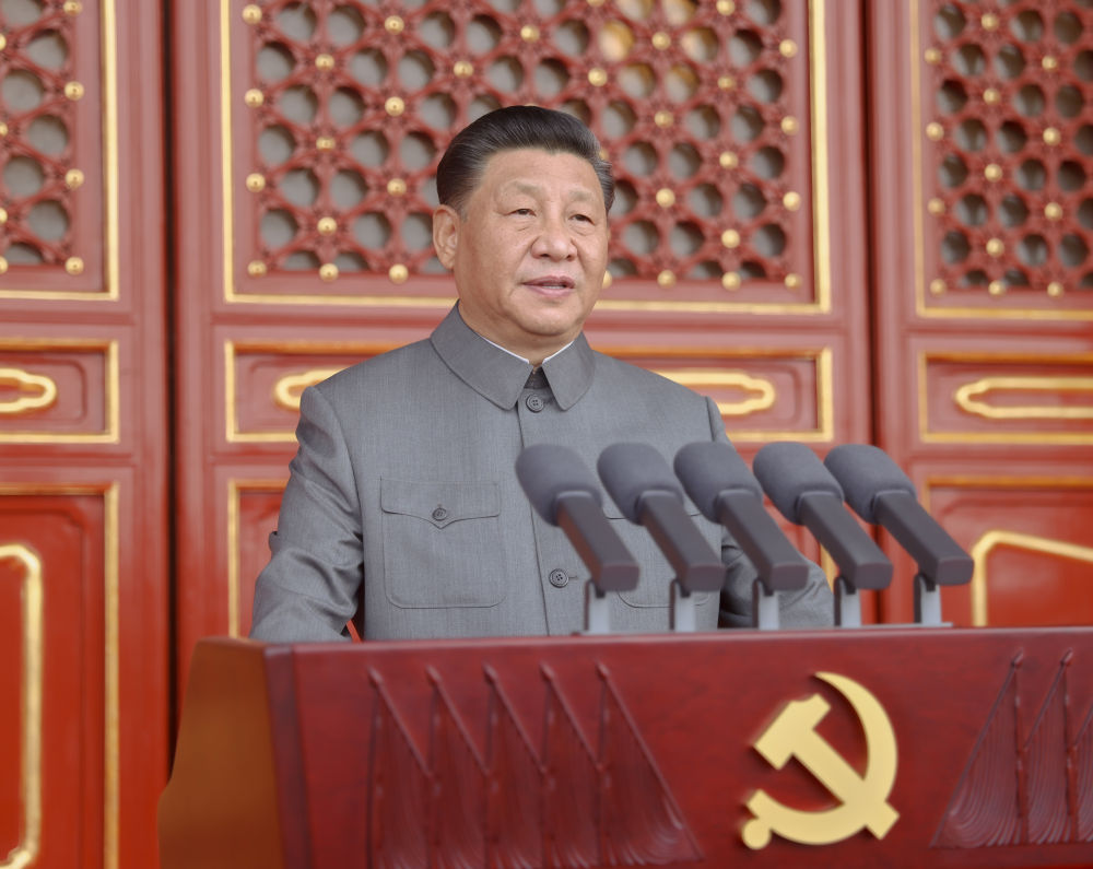 2021年7月1日，慶祝中國共產(chǎn)黨成立100周年大會在北京天安門廣場隆重舉行。習(xí)近平發(fā)表重要講話。新華社記者 鞠鵬 攝