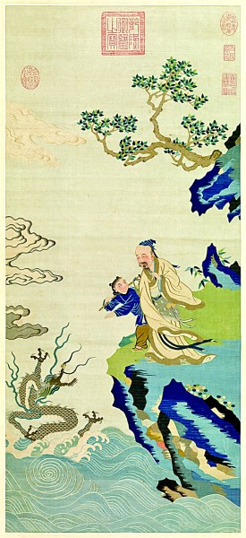 竹杖化龍圖 為明代緙絲作品。緙絲，又稱“刻絲”，是中國(guó)傳統(tǒng)絲綢藝術(shù)品中的精華。