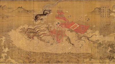 洛神賦圖（局部） 原作為東晉畫家顧愷之所繪，后有多個(gè)臨摹本，本圖應(yīng)為宋代畫家所繪。