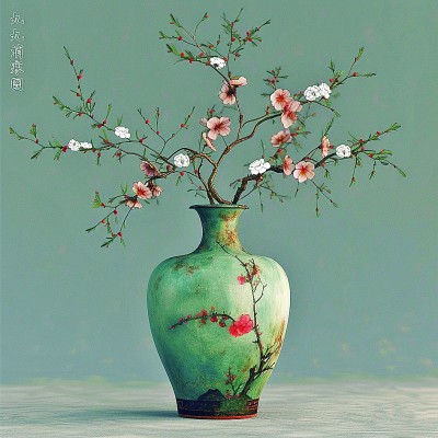 用AI繪畫工具制作的梅花“九九消寒圖”。制作：李世奇、孟揚