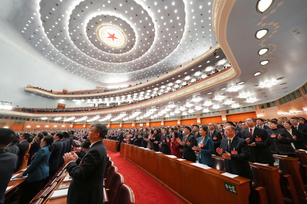 3月5日，第十四屆全國(guó)人民代表大會(huì)第二次會(huì)議在北京人民大會(huì)堂開幕。新華社記者 王毓國(guó) 攝