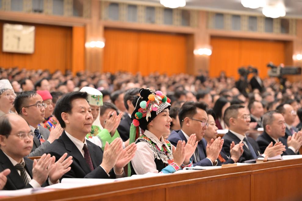 3月8日，十四屆全國人大二次會議在北京人民大會堂舉行第二次全體會議。新華社記者 謝環(huán)馳 攝