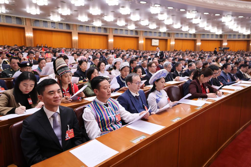 3月10日，中國人民政治協(xié)商會議第十四屆全國委員會第二次會議在北京人民大會堂舉行閉幕會。新華社記者 邢廣利 攝