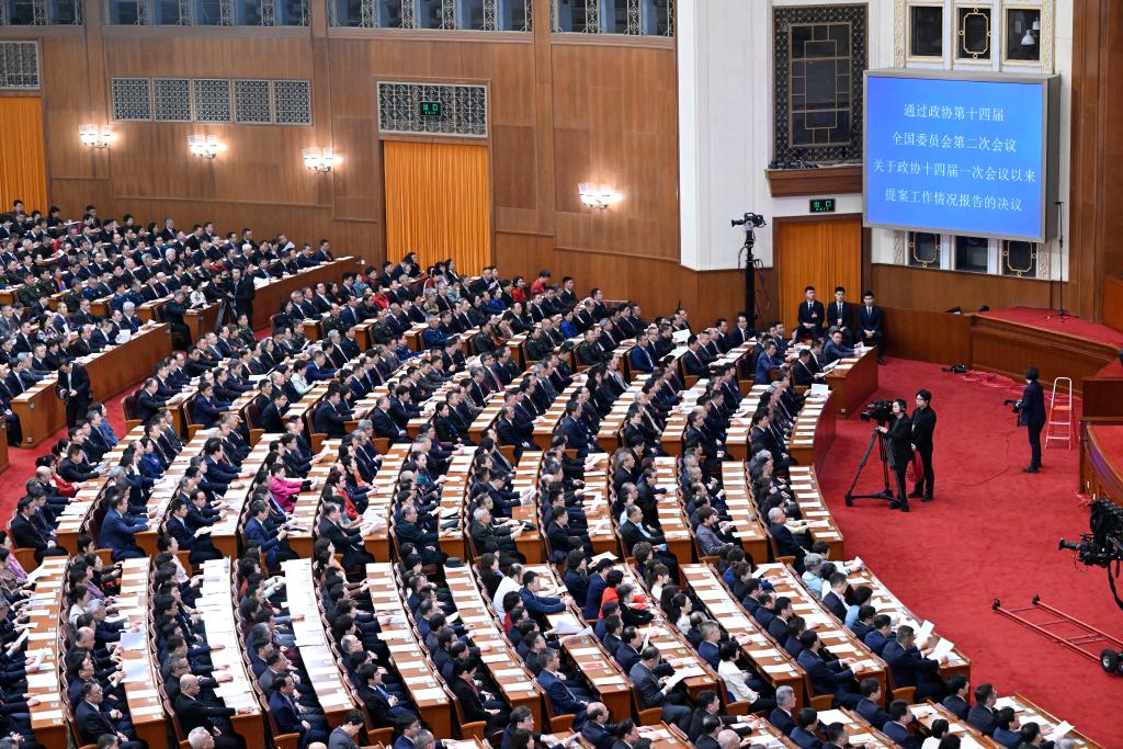 3月10日，中國(guó)人民政治協(xié)商會(huì)議第十四屆全國(guó)委員會(huì)第二次會(huì)議在北京人民大會(huì)堂舉行閉幕會(huì)。新華社記者 申宏 攝