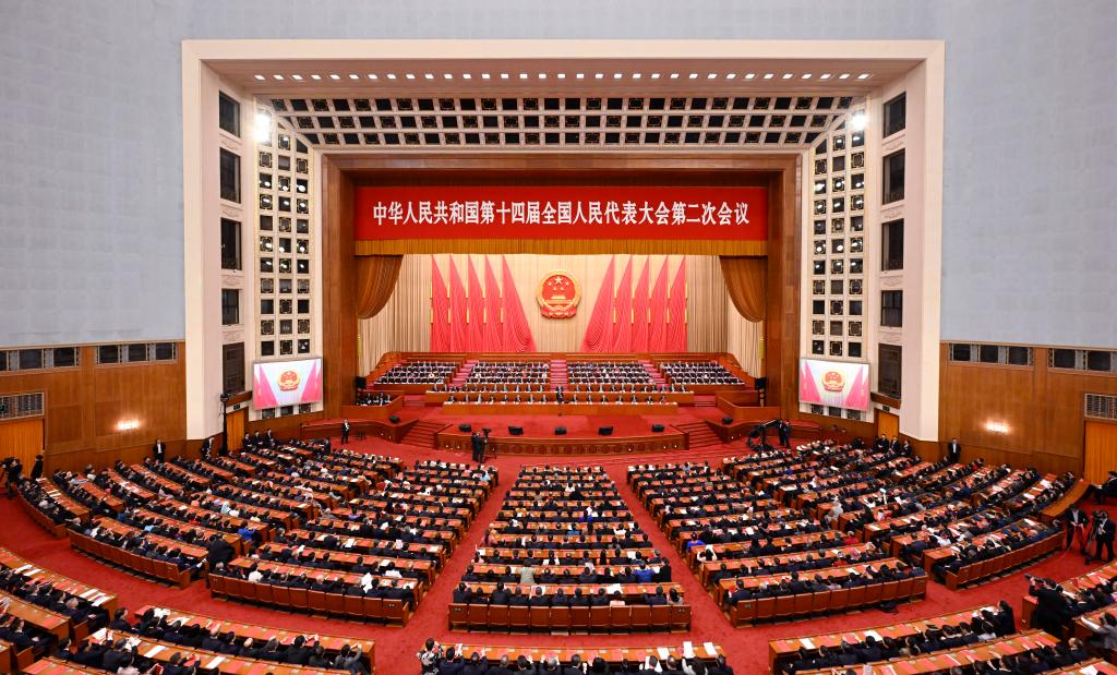 3月11日，第十四屆全國(guó)人民代表大會(huì)第二次會(huì)議在北京人民大會(huì)堂舉行閉幕會(huì)。新華社記者 申宏 攝