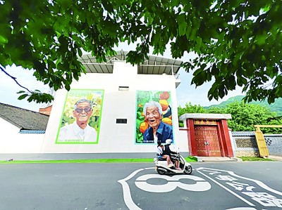 西安美院的師生在蔡家坡村繪制的壁畫。本報記者 于園媛攝/光明圖片