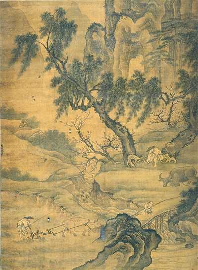 中國(guó)畫《春耕圖》，作者明代戴進(jìn)。 　　浙江省博物館藏