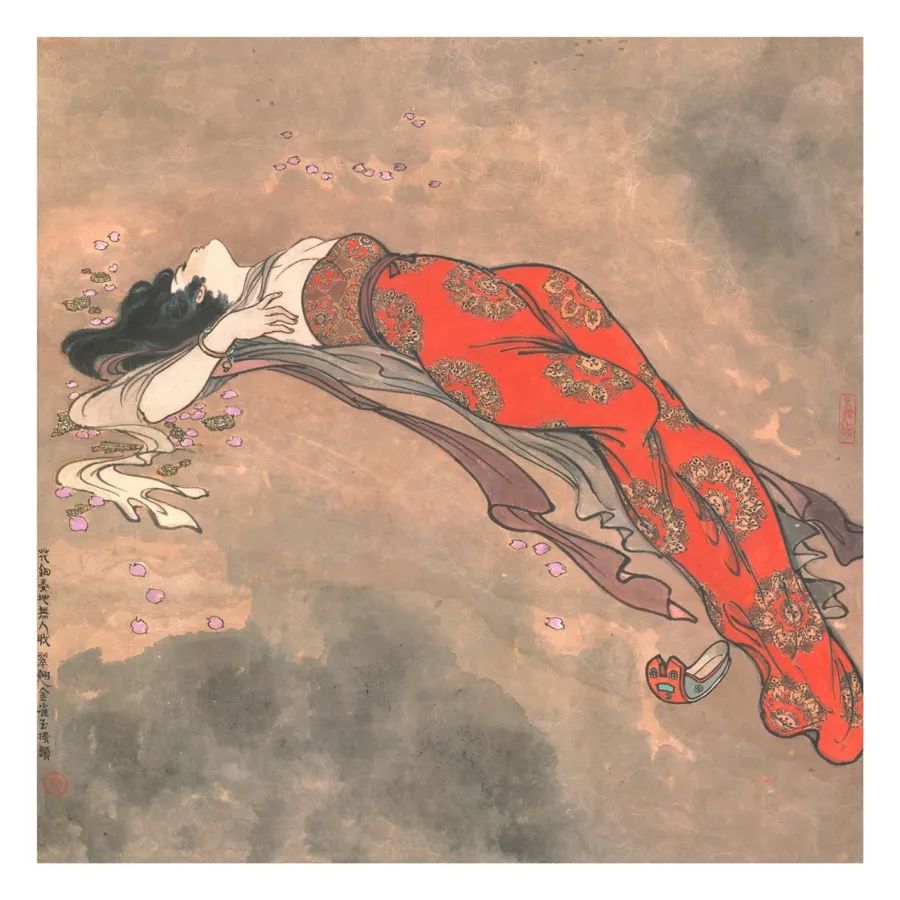 戴敦邦作品 《長恨歌》花鈿委地?zé)o人收，翠翹金雀玉搔頭。受訪者提供