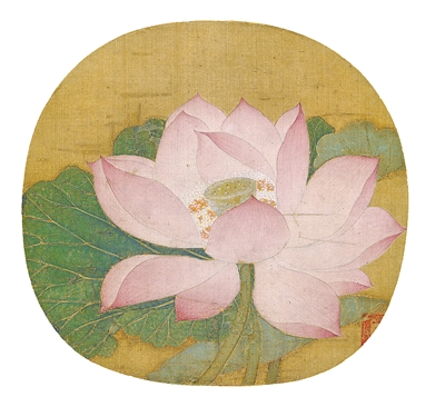 中國畫《出水芙蓉圖》，作者為南宋吳炳（傳）。  故宮博物院藏