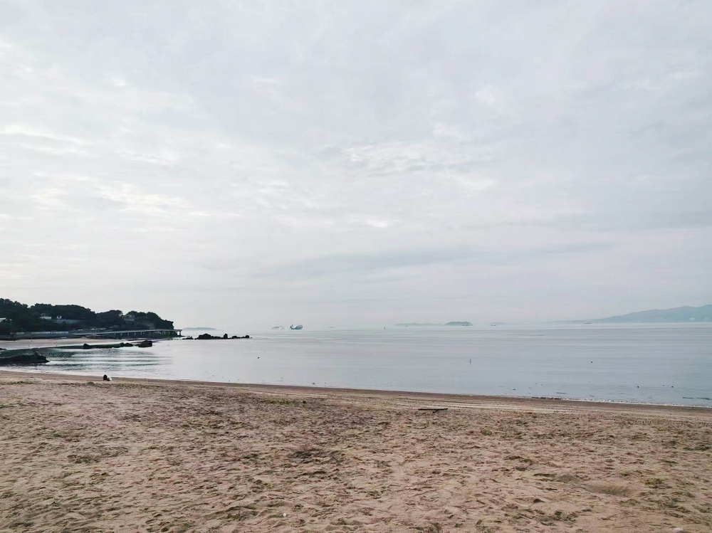 子塵喜歡在海邊走一走，這片海灘離他家很近，十分鐘左右就能
