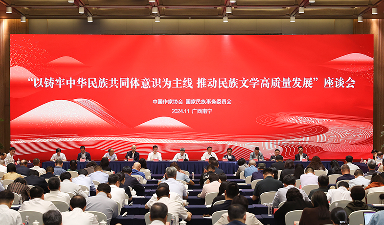 11月17日，“以鑄牢中華民族共同體意識(shí)為主線  推動(dòng)民族文學(xué)高質(zhì)量發(fā)展”座談會(huì)在廣西南寧舉行