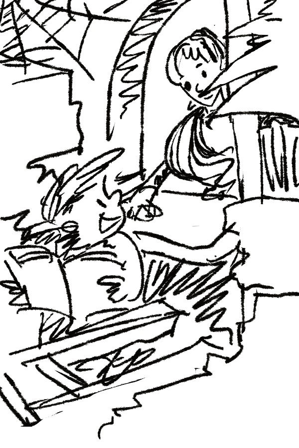 插圖：黑夢(mèng)與七姐在閣樓里讀書