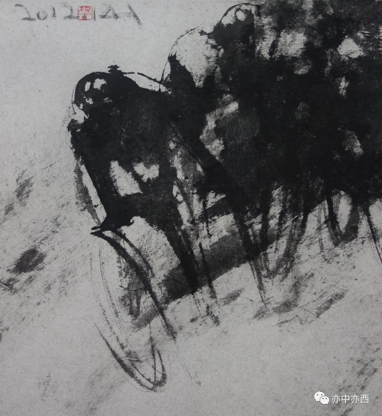 沖向終點(diǎn)，36X39CM,2012年，紙本水墨