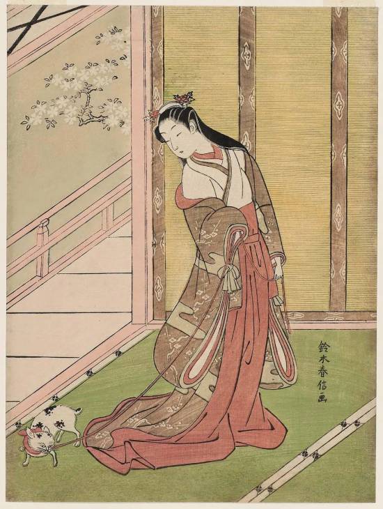 鈴木春信「女三宮と貓」，1767–68  ACCESSION NUMBER: 21.4654