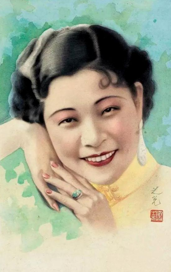 張信哲收藏的月份牌原作，謝之光以演員胡蝶為模特而創(chuàng)作的美女肖像