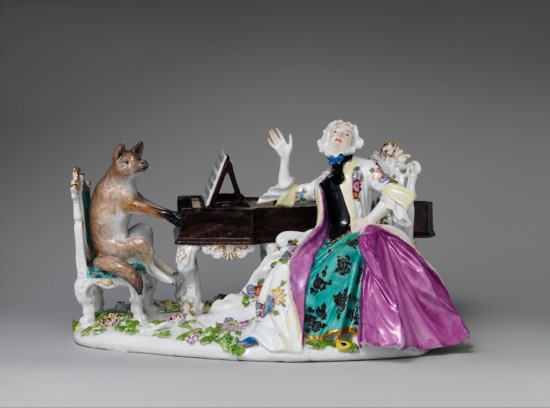 福斯蒂娜·博爾多尼和狐貍（Faustina Bordoni and Fox），陶瓷擺件，德國，約1743年