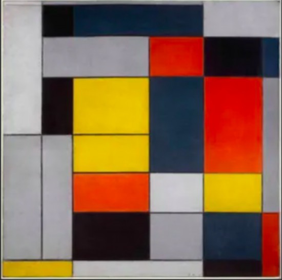 蒙德里安，《No.6/構(gòu)成II》，1920年，布面油畫，英國泰特美術館藏（貝耶勒基金會展品）