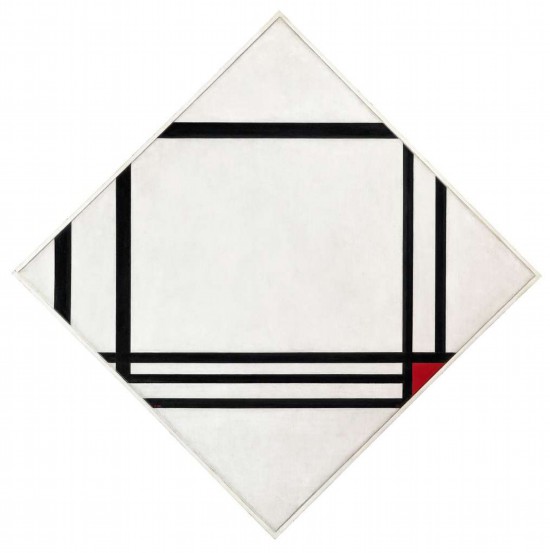 蒙德里安，《八條線紅色矩形的菱形構(gòu)成》，1938年，布面油畫，貝耶勒基金會藏（貝耶勒基金會展品）